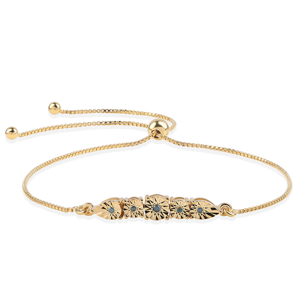 Pulseira de Prata com Banho de Ouro com Diamante Azul  Contraste: Cabeca de Veado (800) 1 