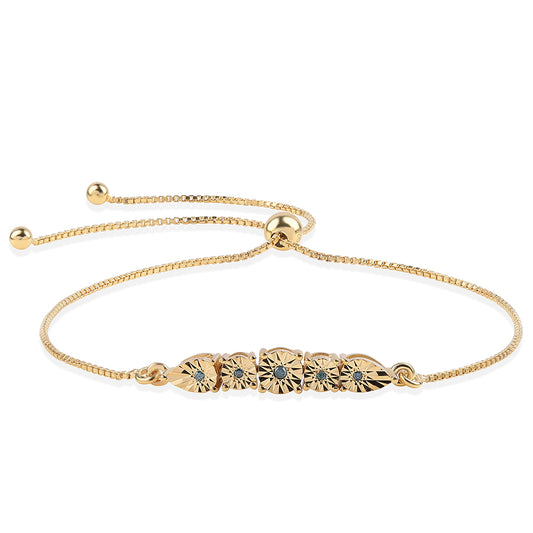 Pulseira de Prata com Banho de Ouro com Diamante Azul  Contraste: Cabeca de Veado (800)