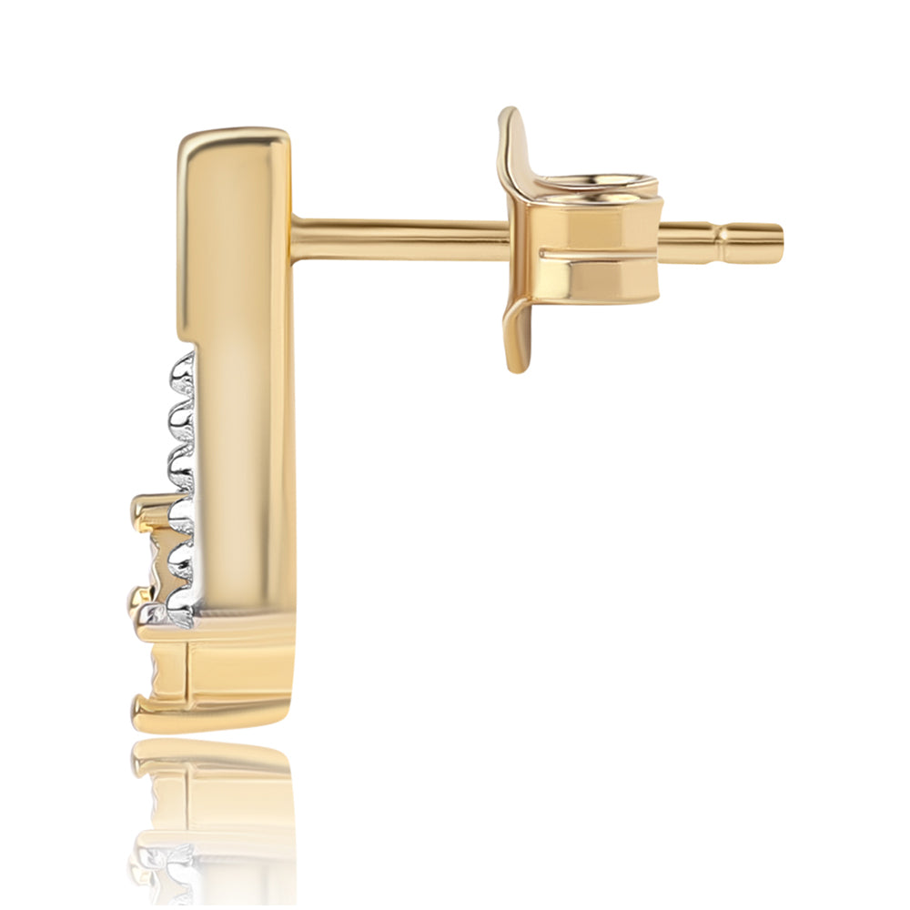 Brincos de Prata com Banho de Ouro com Diamante Azul 3 