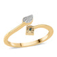 Anel de Prata com Banho de Ouro com Diamante Azul