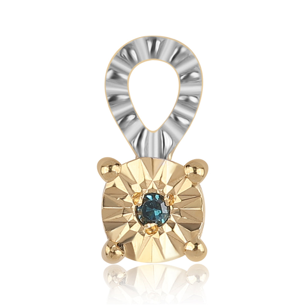 Conjunto de Prata com Banho de Ouro com Diamante Azul ( Brincos+Anel+Pendente )