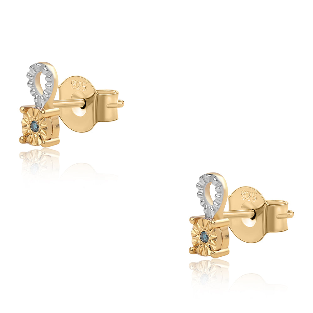 Conjunto de Prata com Banho de Ouro com Diamante Azul ( Brincos+Anel+Pendente ) 8 