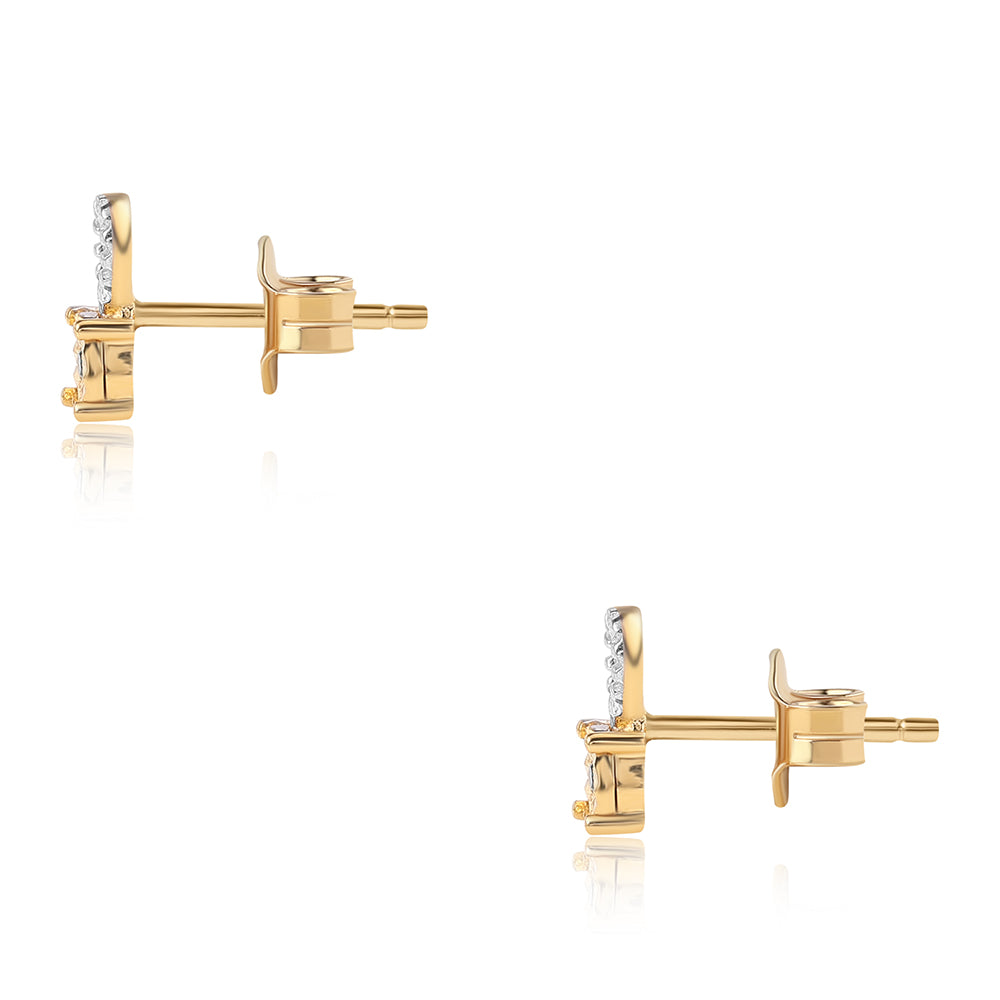 Conjunto de Prata com Banho de Ouro com Diamante Azul ( Brincos+Anel+Pendente )