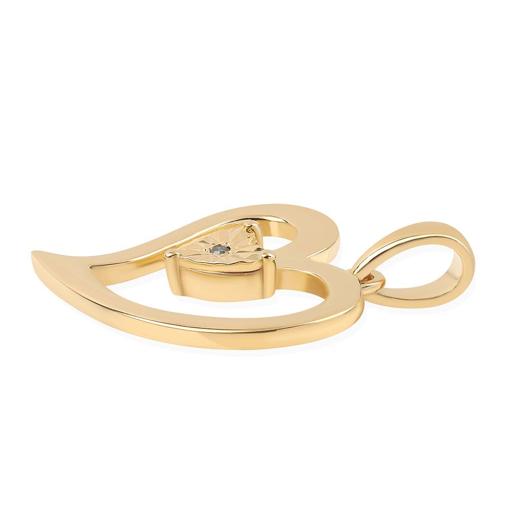 Pendente de Prata com Banho de Ouro com Diamante Azul 2 