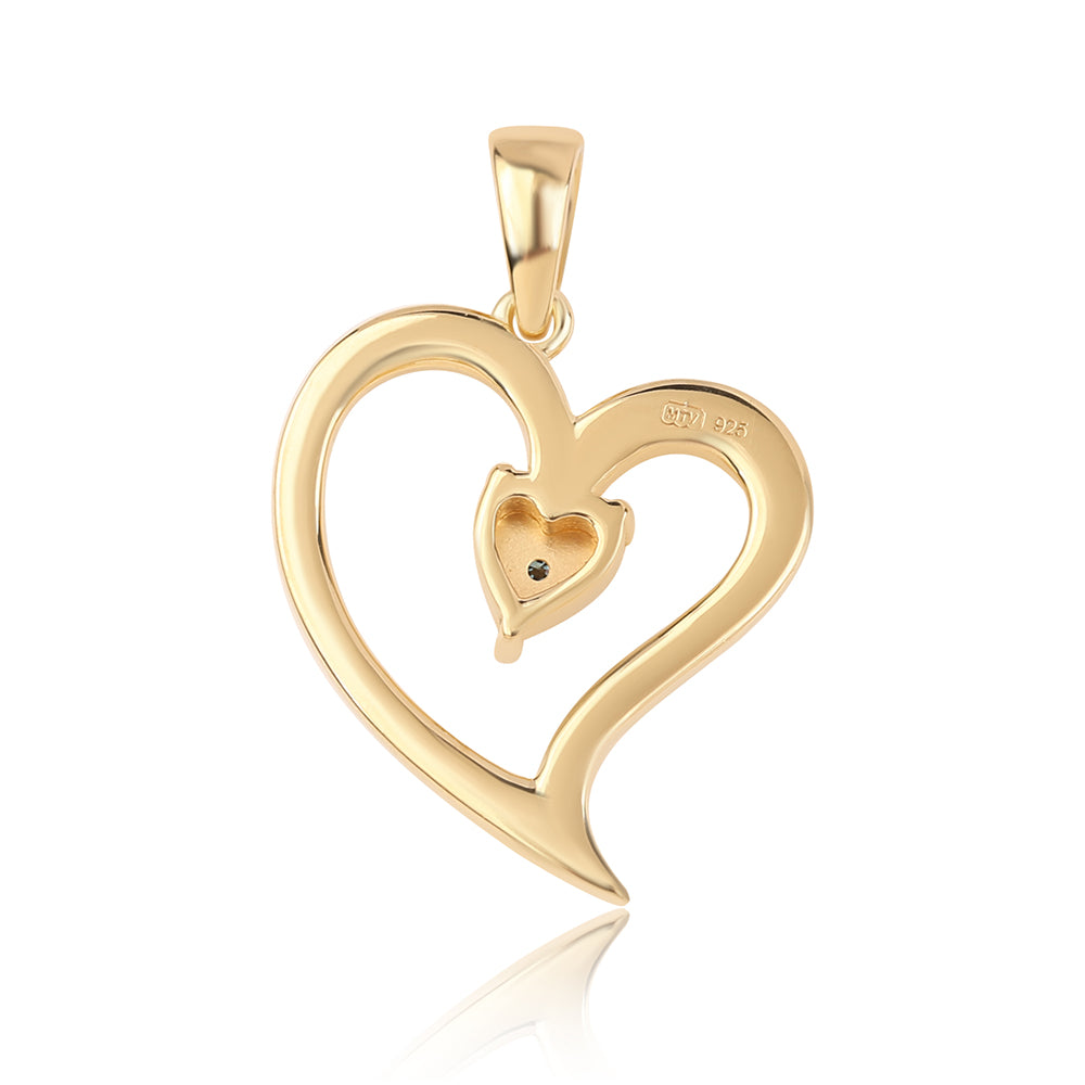 Pendente de Prata com Banho de Ouro com Diamante Azul 3 