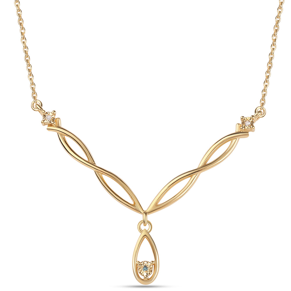 Colar de Prata com Banho de Ouro com Diamante Azul e Diamante Branco  Contraste: Cabeca de Veado (800) 1 