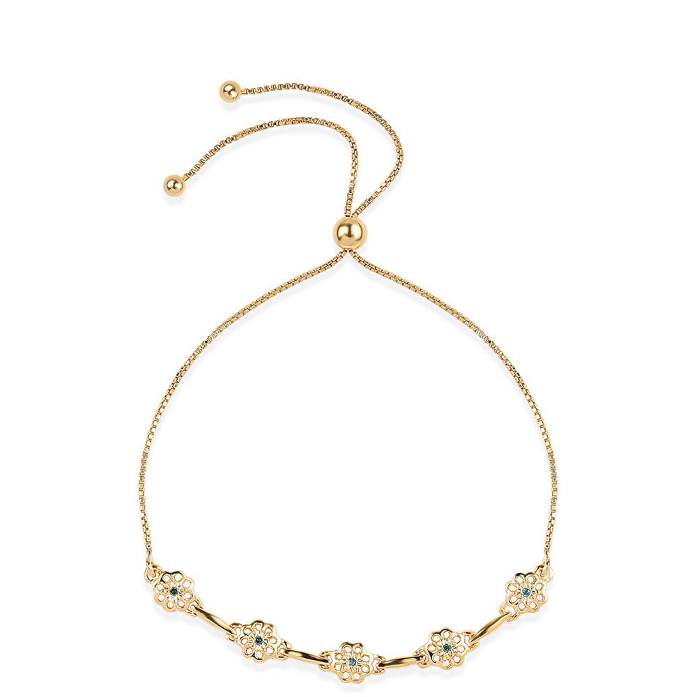 Pulseira de Prata com Banho de Ouro com Diamante Azul  Contraste: Cabeca de Veado (800) 1 