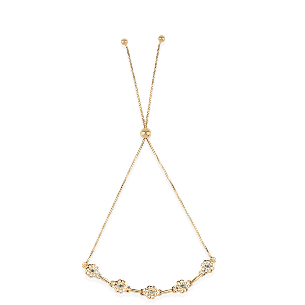 Pulseira de Prata com Banho de Ouro com Diamante Azul  Contraste: Cabeca de Veado (800) 3 