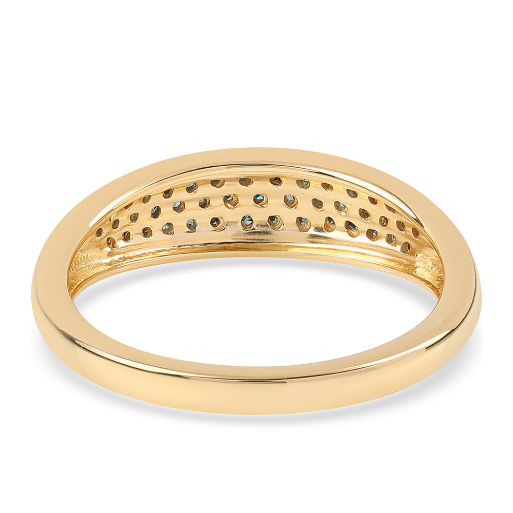 Anel de Prata com Banho de Ouro com Diamante Azul 3 