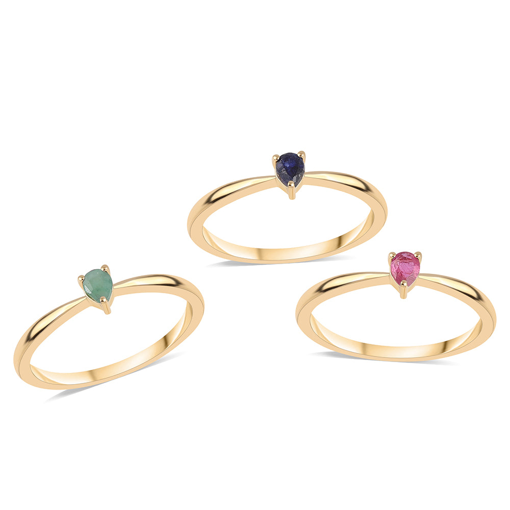 Conjunto de Prata com Banho de Ouro com Rubi da Tailândia e Esmeralda do Brasil ( Anel )  Contraste: Cabeca de Veado (800) 1 