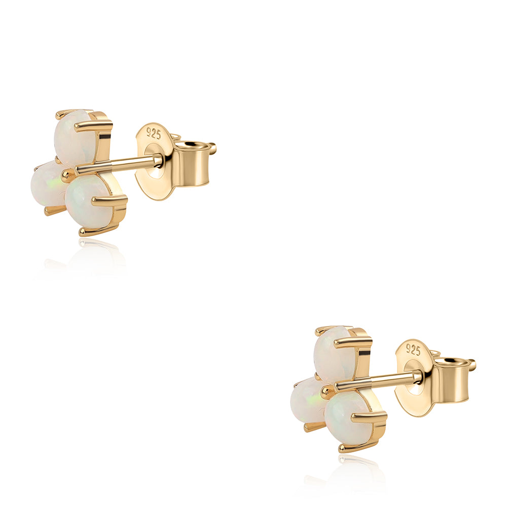 Brincos de Prata com Banho de Ouro com Opala da Etiópia de Lega Dembi 3 