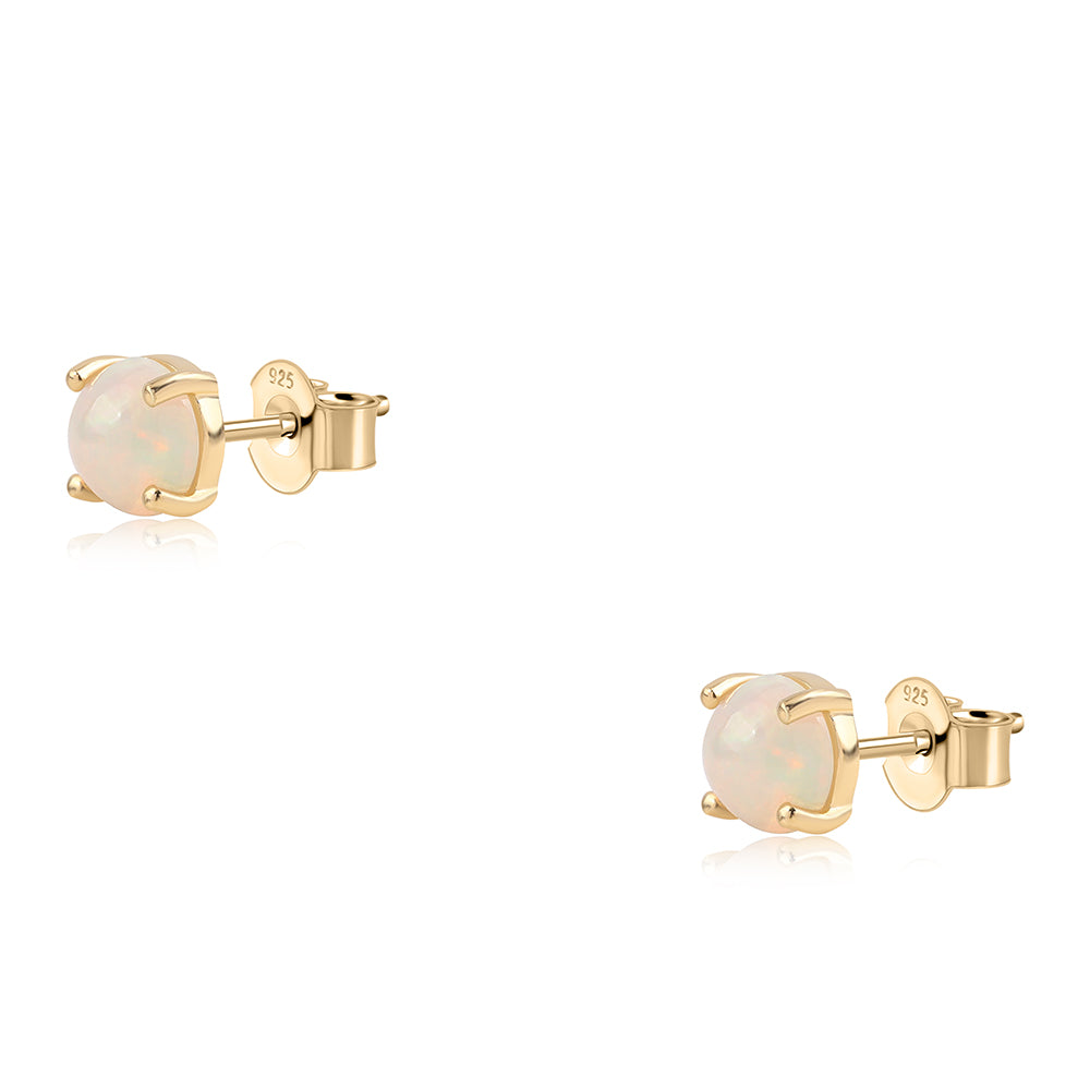 Brincos de Prata com Banho de Ouro com Opala da Etiópia de Lega Dembi 3 