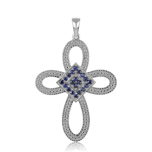 Pendente de Prata com Safira Azul Australiana  Contraste: Cabeca de Veado (800)