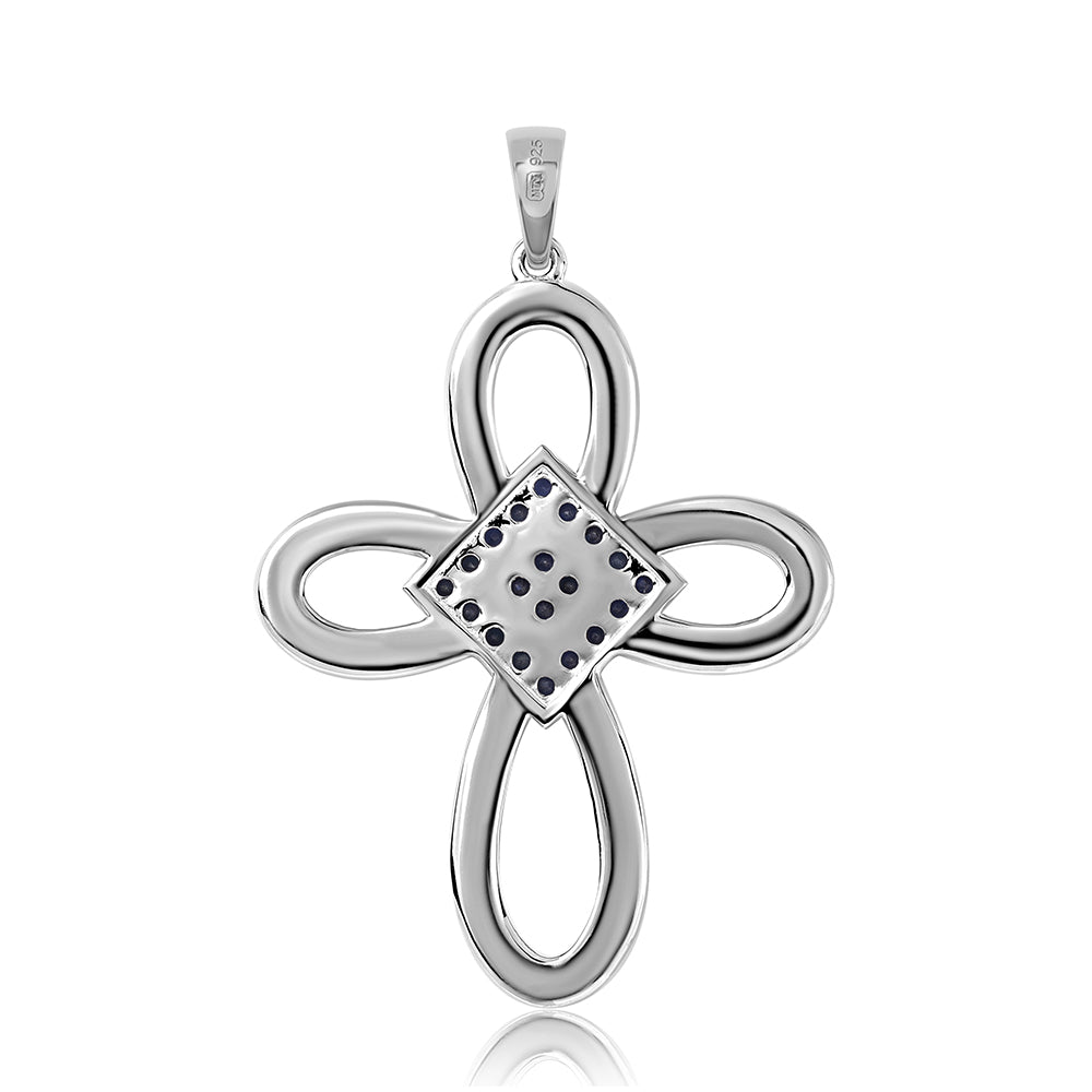 Pendente de Prata com Safira Azul Australiana  Contraste: Cabeca de Veado (800)