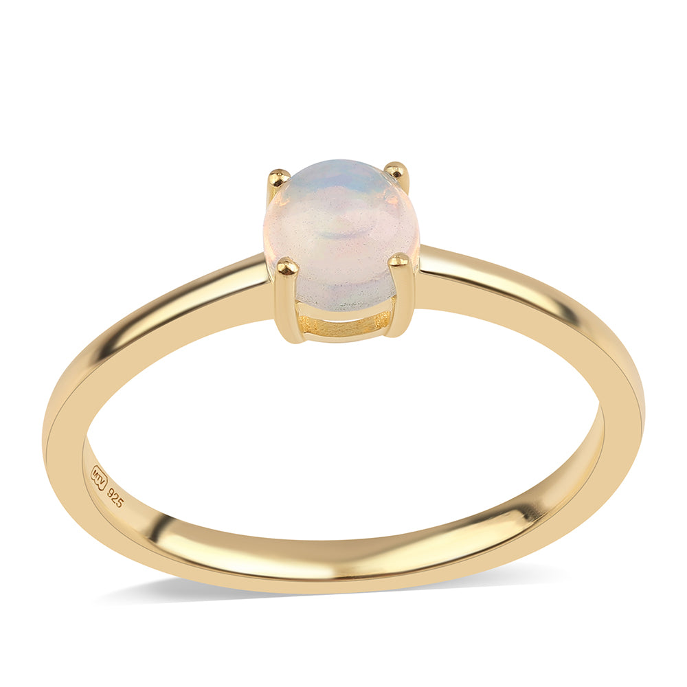 Anel de Prata com Banho de Ouro com Opala da Etiópia de Lega Dembi 1 