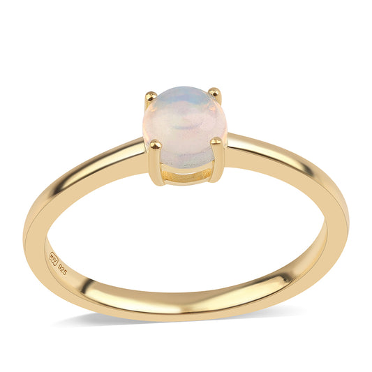 Anel de Prata com Banho de Ouro com Opala da Etiópia de Lega Dembi