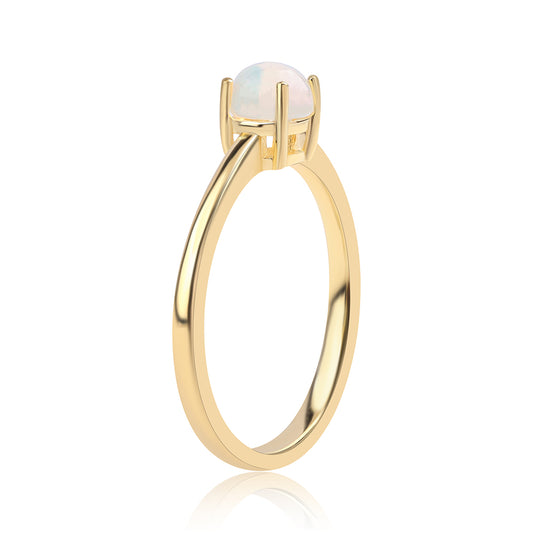 Anel de Prata com Banho de Ouro com Opala da Etiópia de Lega Dembi