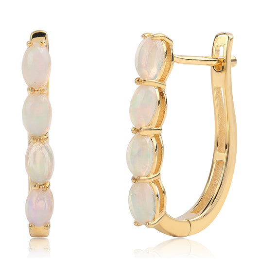 Brincos de Prata com Banho de Ouro com Opala da Etiópia de Lega Dembi