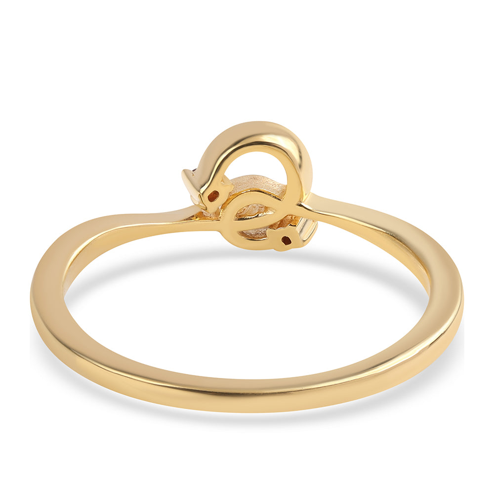 Anel de Prata com Banho de Ouro com Diamante Vermelho 2 