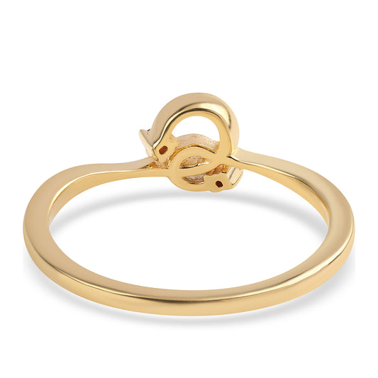 Anel de Prata com Banho de Ouro com Diamante Vermelho