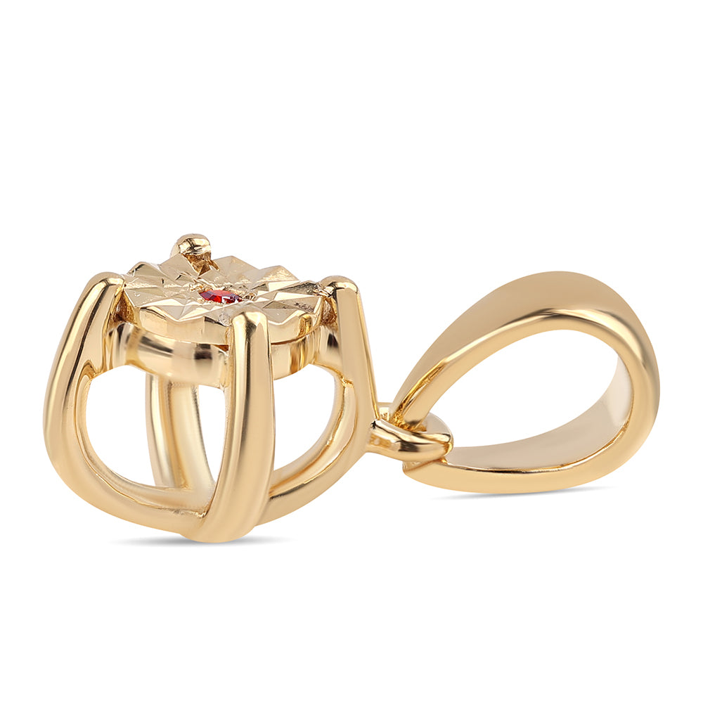 Conjunto de Prata com Banho de Ouro com Diamante Vermelho ( Brincos+Anel+Pendente ) 8 