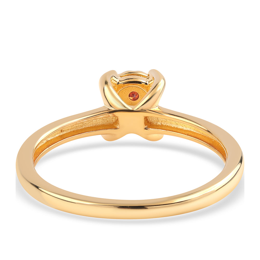 Conjunto de Prata com Banho de Ouro com Diamante Vermelho ( Brincos+Anel+Pendente )