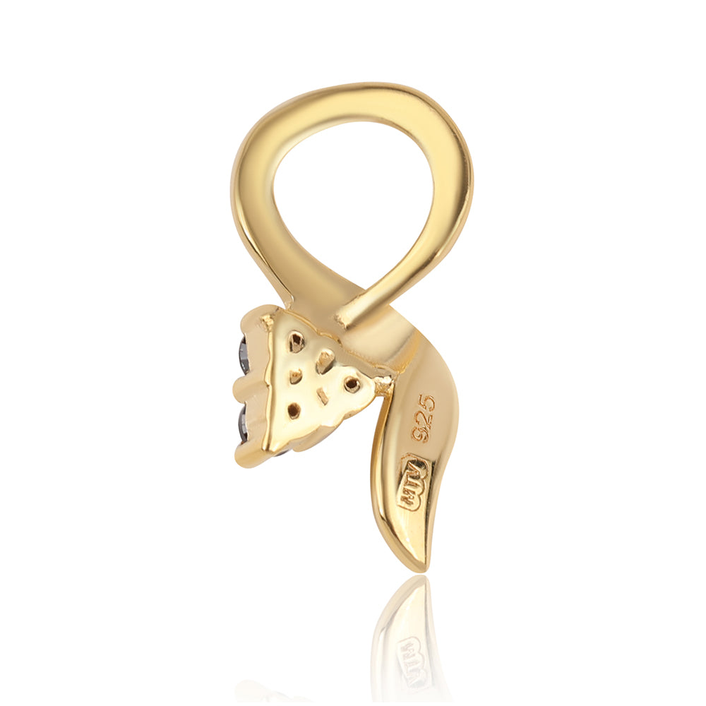 Pendente de Prata com Banho de Ouro com Diamante Vermelho