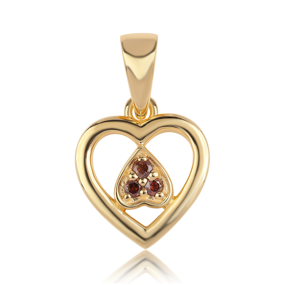 Pendente de Prata com Banho de Ouro com Diamante Vermelho