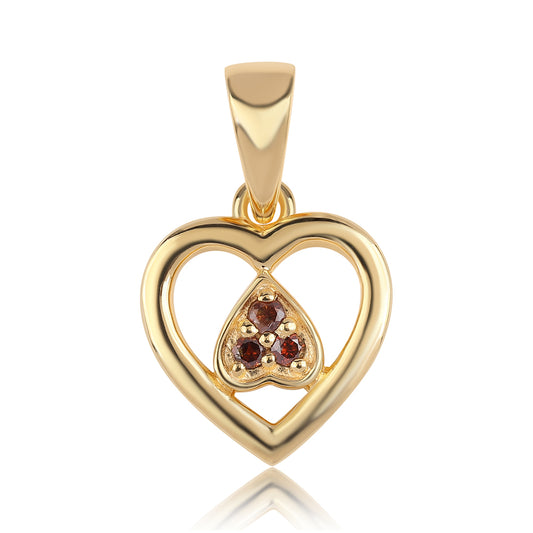 Pendente de Prata com Banho de Ouro com Diamante Vermelho