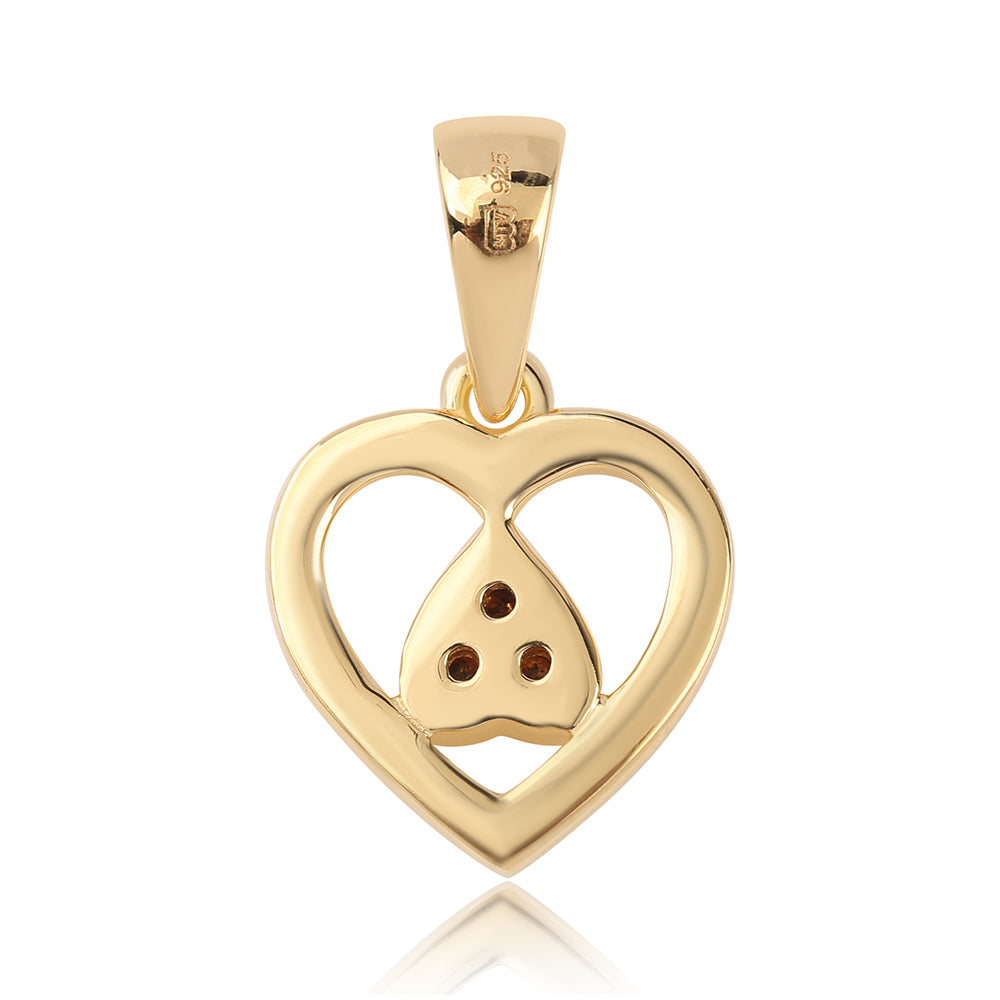 Pendente de Prata com Banho de Ouro com Diamante Vermelho 2 