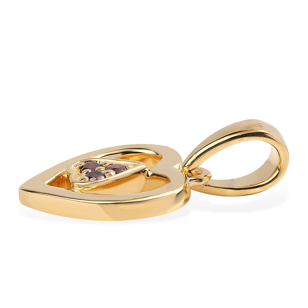 Pendente de Prata com Banho de Ouro com Diamante Vermelho 3 