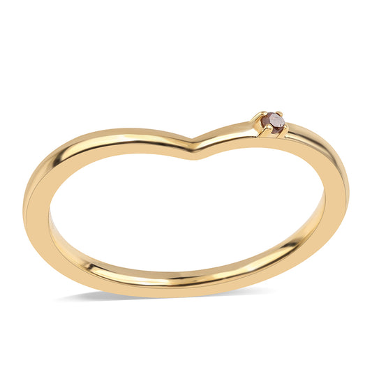 Anel de Prata com Banho de Ouro com Diamante Vermelho