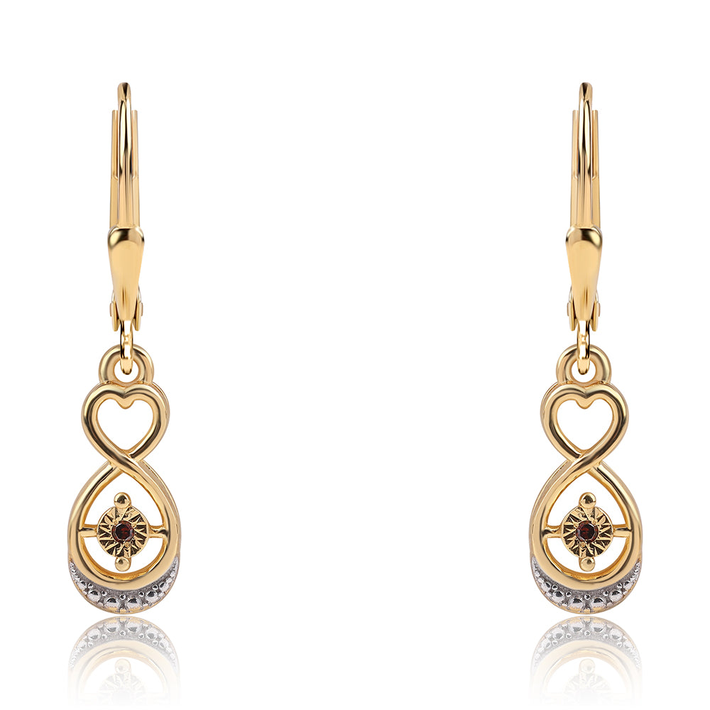 Brincos de Prata com Banho de Ouro com Diamante Vermelho