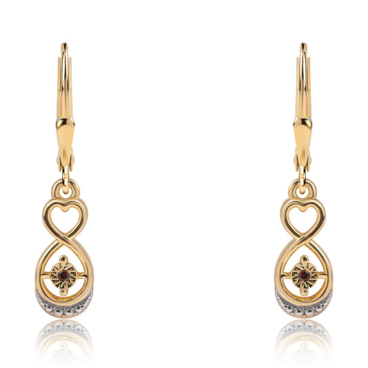 Brincos de Prata com Banho de Ouro com Diamante Vermelho