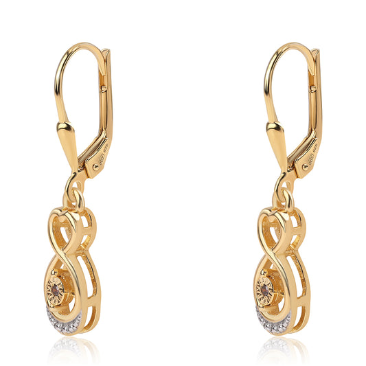 Brincos de Prata com Banho de Ouro com Diamante Vermelho