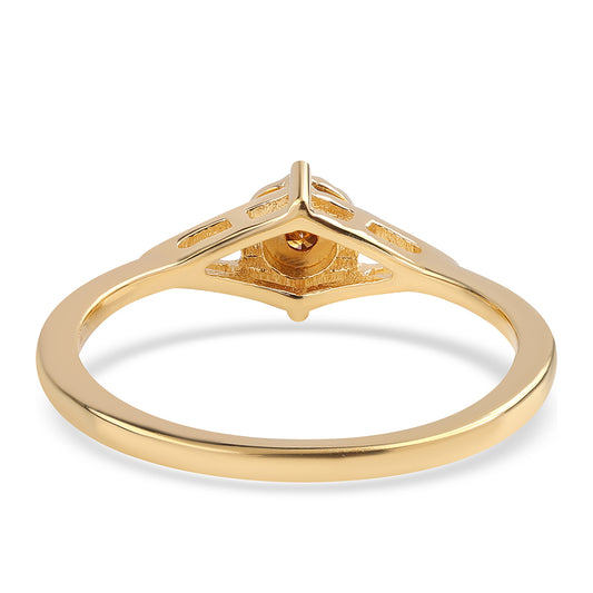 Anel de Prata com Banho de Ouro com Diamante Vermelho