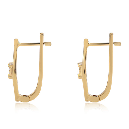 Brincos de Prata com Banho de Ouro com Diamante Vermelho