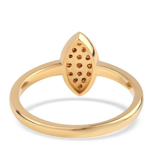 Anel de Prata com Banho de Ouro com Diamante Vermelho