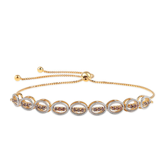 Pulseira de Prata com Banho de Ouro com Diamante Vermelho  Contraste: Cabeca de Veado (800)