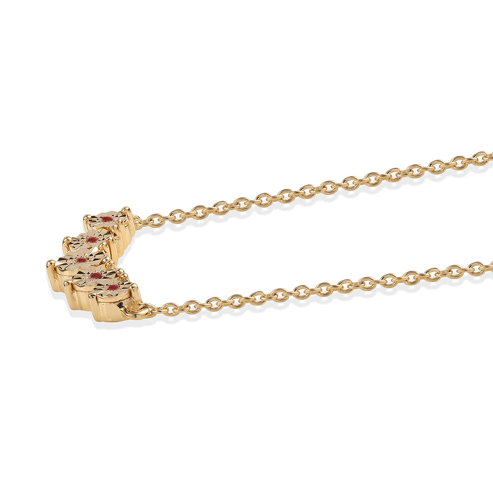 Colar de Prata com Banho de Ouro com Diamante Branco  Contraste: Cabeca de Veado (800)