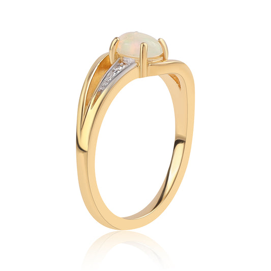 Anel de Prata com Banho de Ouro com Opala da Etiópia de Lega Dembi