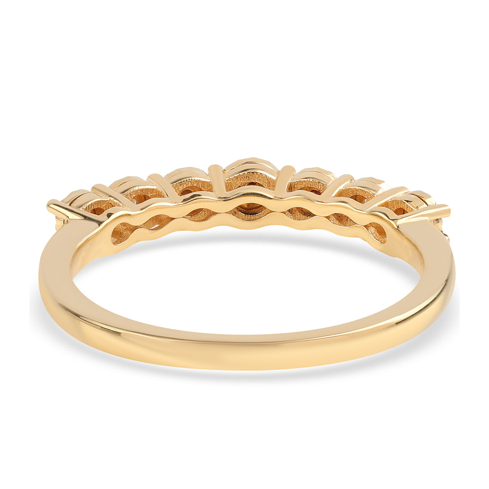 Anel de Prata com Banho de Ouro com Diamante Vermelho e Diamante Branco