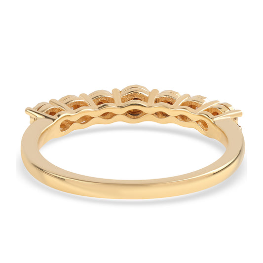 Anel de Prata com Banho de Ouro com Diamante Vermelho e Diamante Branco