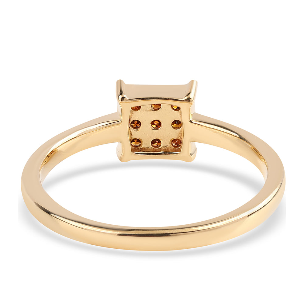 Anel de Prata com Banho de Ouro com Diamante Vermelho 3 