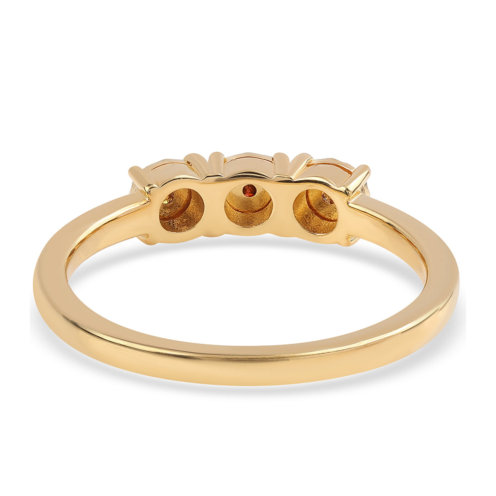 Anel de Prata com Banho de Ouro com Diamante Vermelho