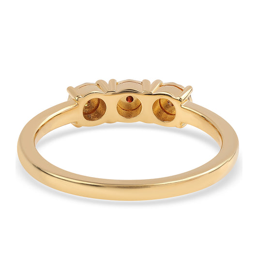 Anel de Prata com Banho de Ouro com Diamante Vermelho