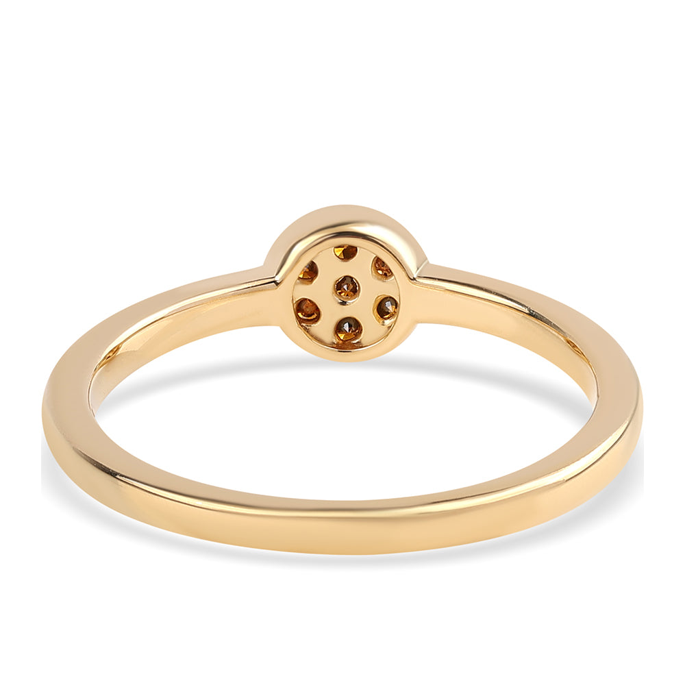 Anel de Prata com Banho de Ouro com Diamante Vermelho