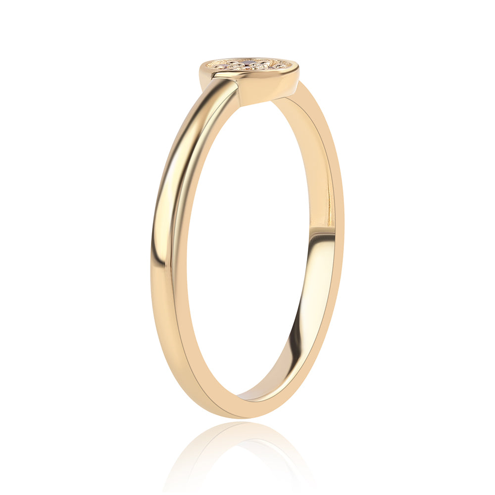 Anel de Prata com Banho de Ouro com Diamante Vermelho 3 