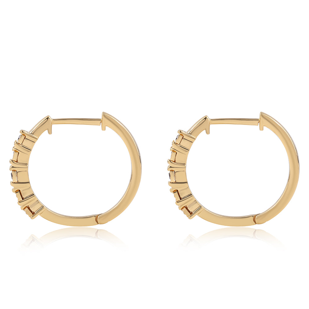 Brincos de Prata com Banho de Ouro com Diamante Vermelho 2 