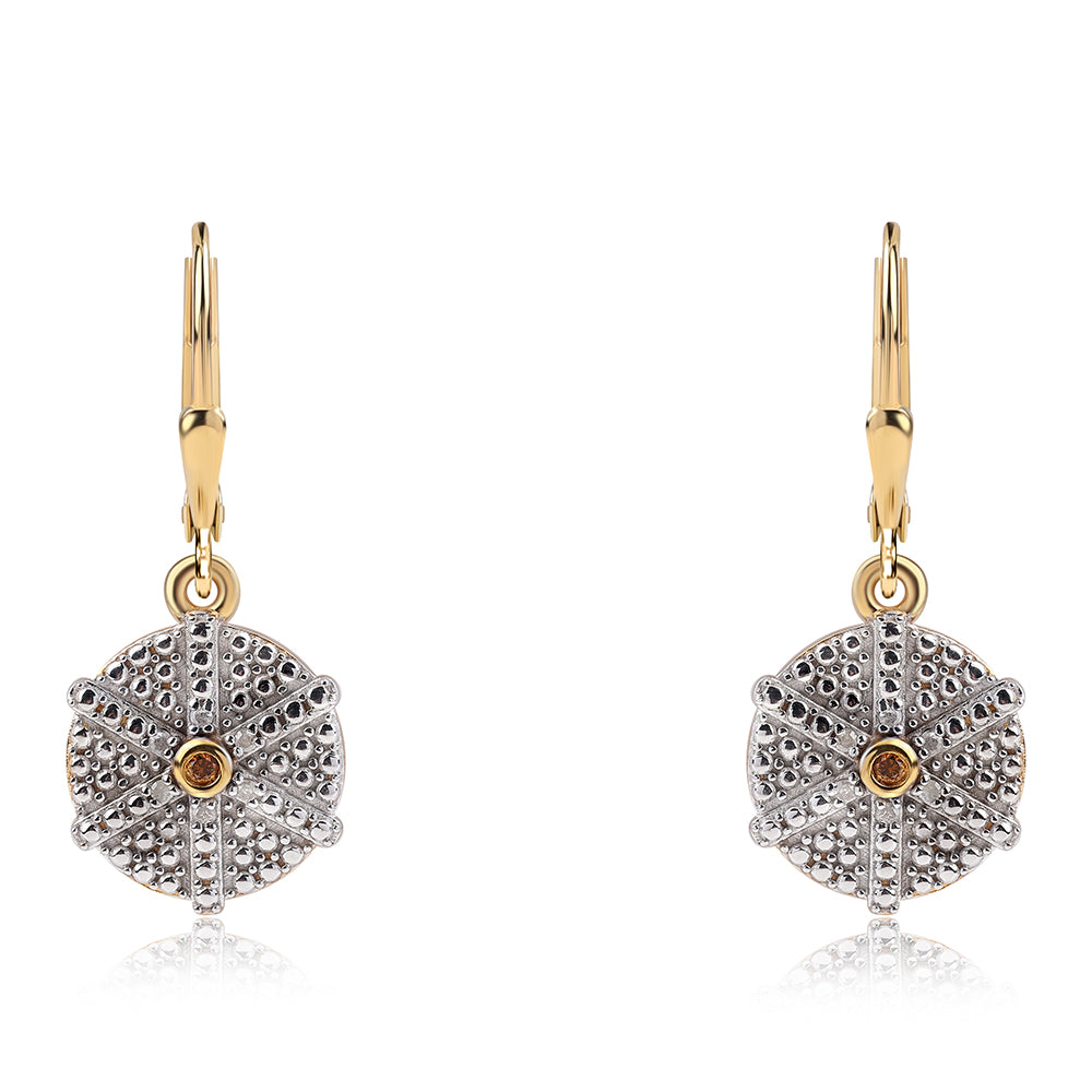 Brincos de Prata com Banho de Ouro com Diamante Vermelho e Diamante Branco 1 